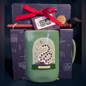Rae Dunn x Harry Potter Slytherin Mug with Wand Stir Stick - Heat Color Changing